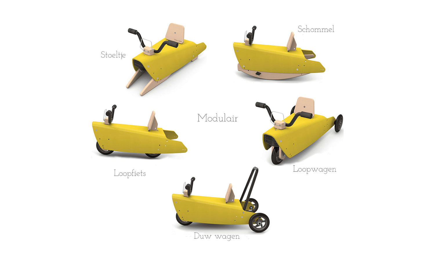 Alle gebruiksmanieren van de loopfiets en loopwagens van Chou du Volant