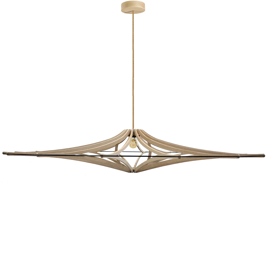 RIF-Hanglamp Singing - D 160 cm-Naturel met zwart elastiek en naturelle ophanging-Hanglamp-Liever Duurzaam
