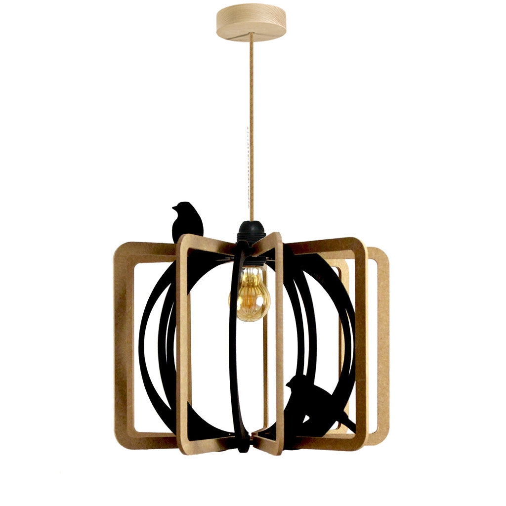 RIF-Hanglamp Bird cage - D 36 cm-Naturel met naturelle ophanging-Hanglamp-Liever Duurzaam