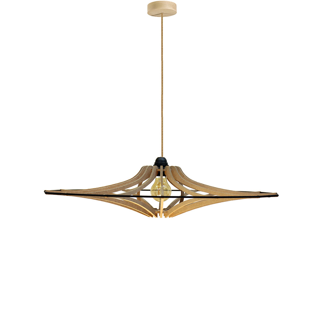 RIF-Hanglamp Singing - D 65 cm-Naturel met zwart elastiek en naturelle ophanging-Hanglamp-Liever Duurzaam