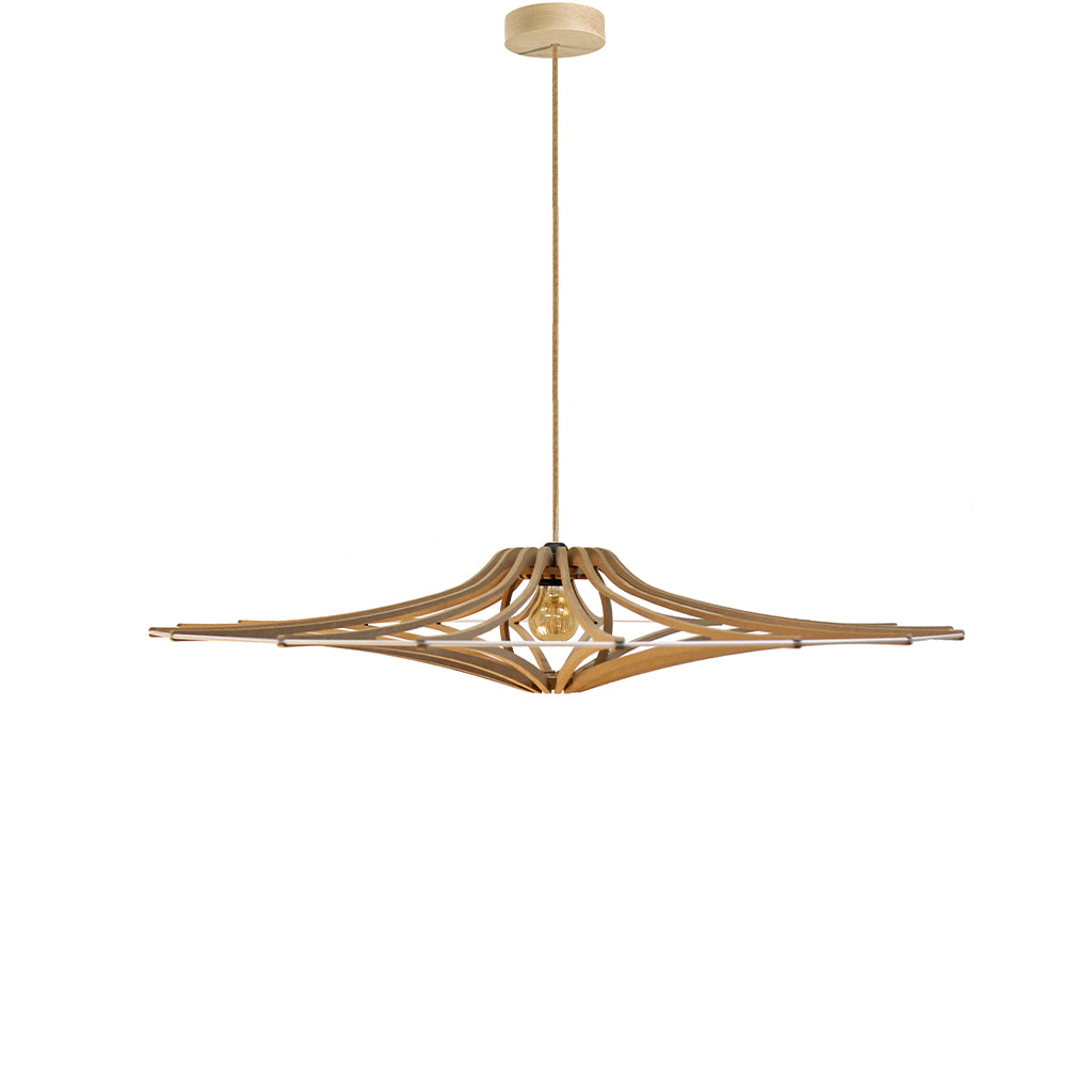 RIF-Hanglamp Singing - D 65 cm-Naturel met wit elastiek en naturelle ophanging-Hanglamp-Liever Duurzaam