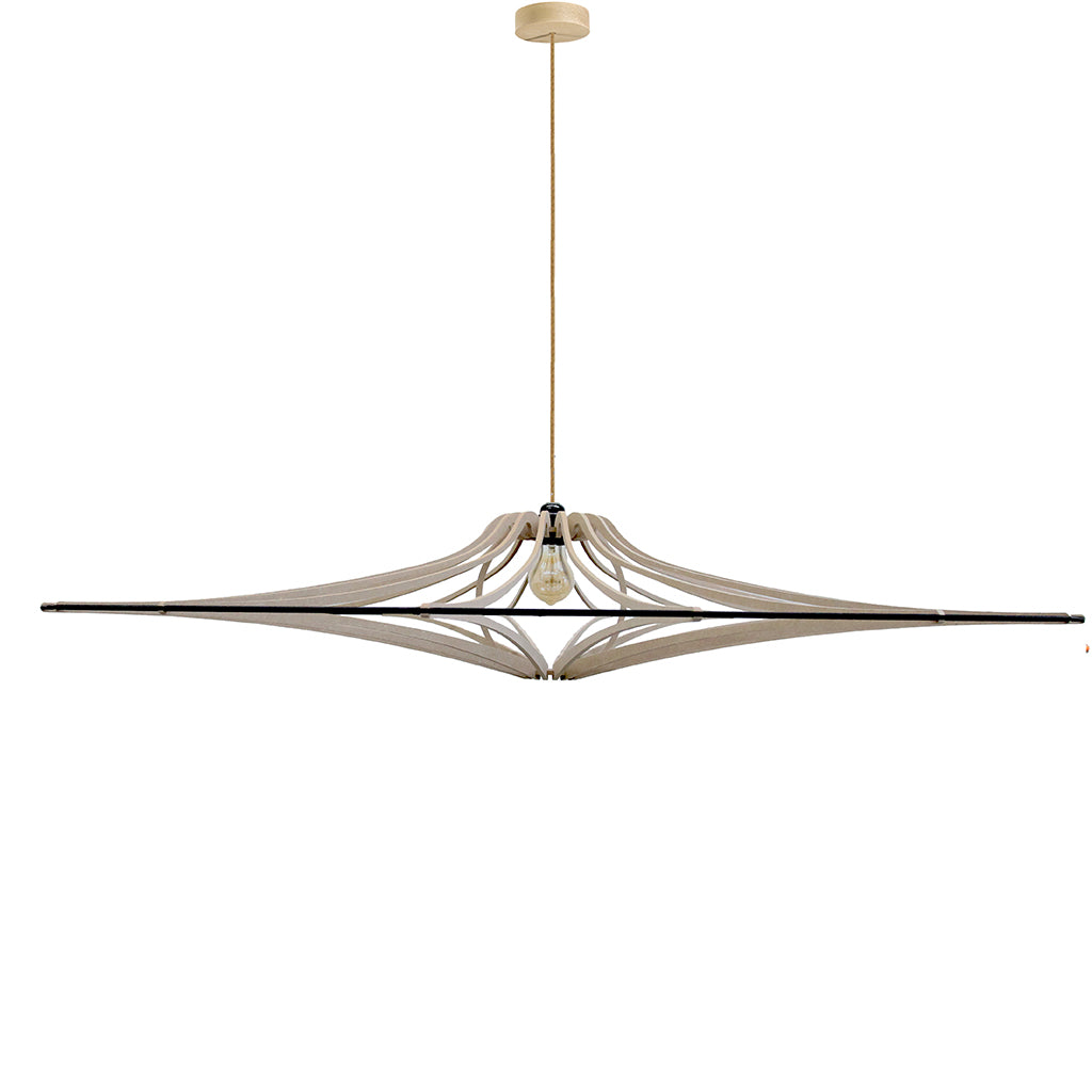 RIF-Hanglamp Singing - D 124 cm-Naturel met zwart elastiek en naturelle ophanging-Hanglamp-Liever Duurzaam