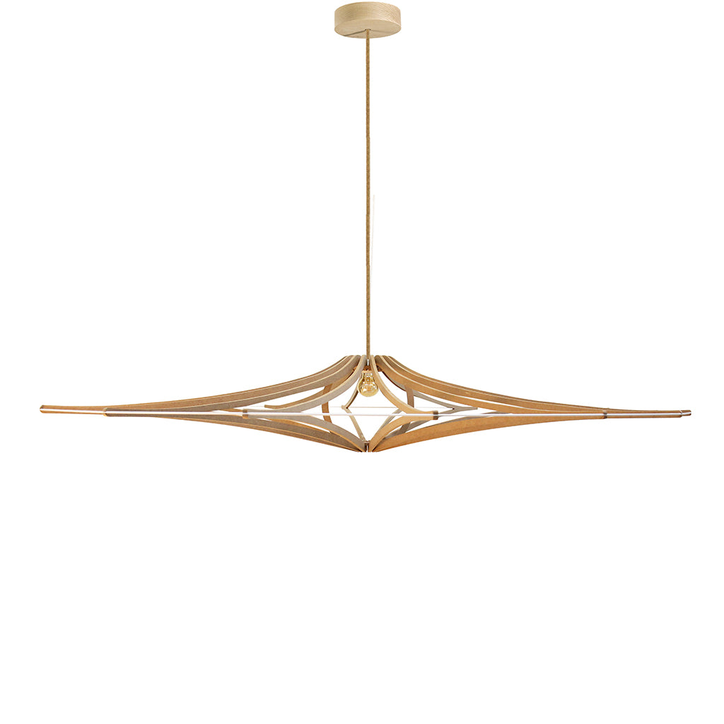 RIF-Hanglamp Singing - D 124 cm-Naturel met wit elastiek en naturelle ophanging-Hanglamp-Liever Duurzaam