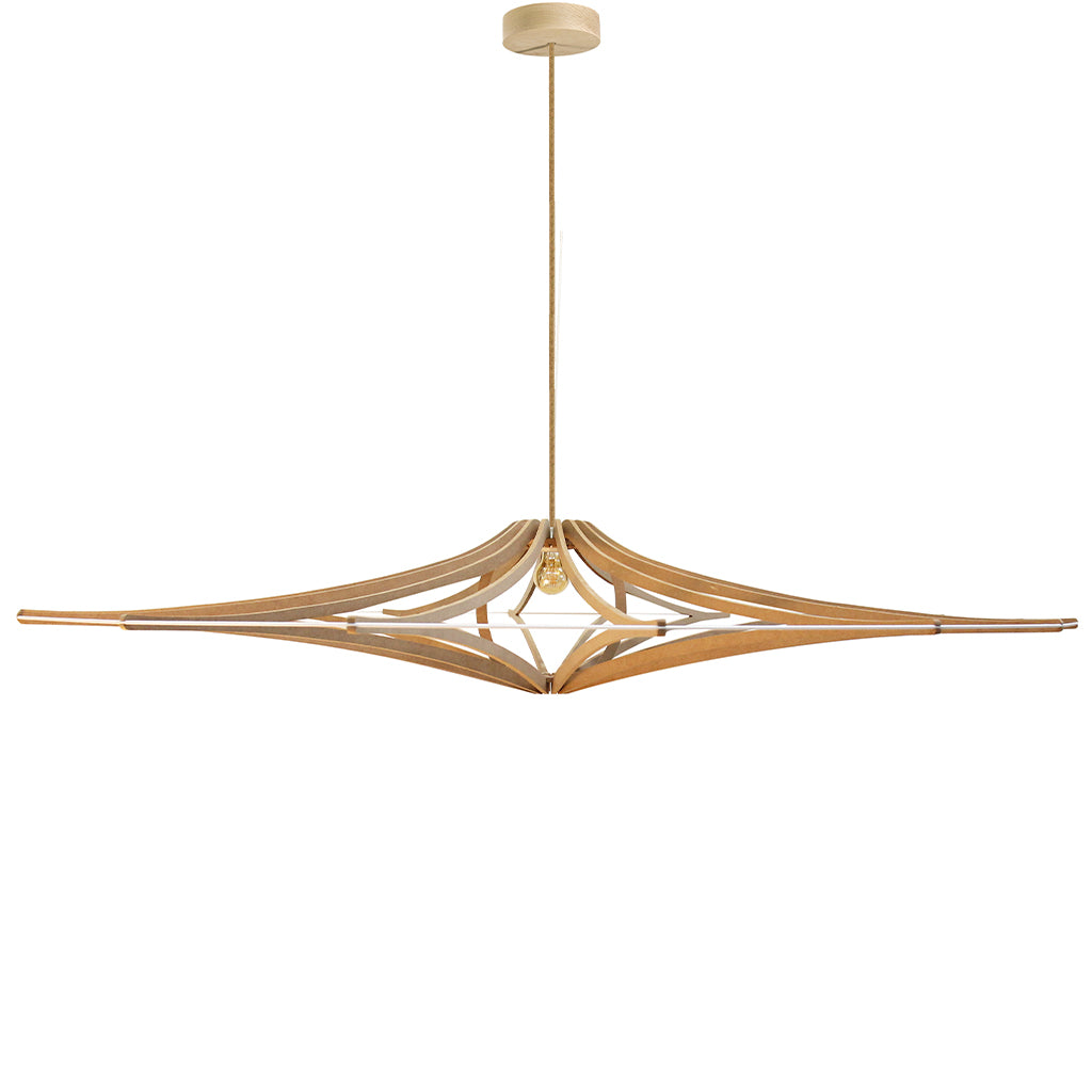 RIF-Hanglamp Singing - D 160 cm-Naturel met wit elastiek en naturelle ophanging-Hanglamp-Liever Duurzaam