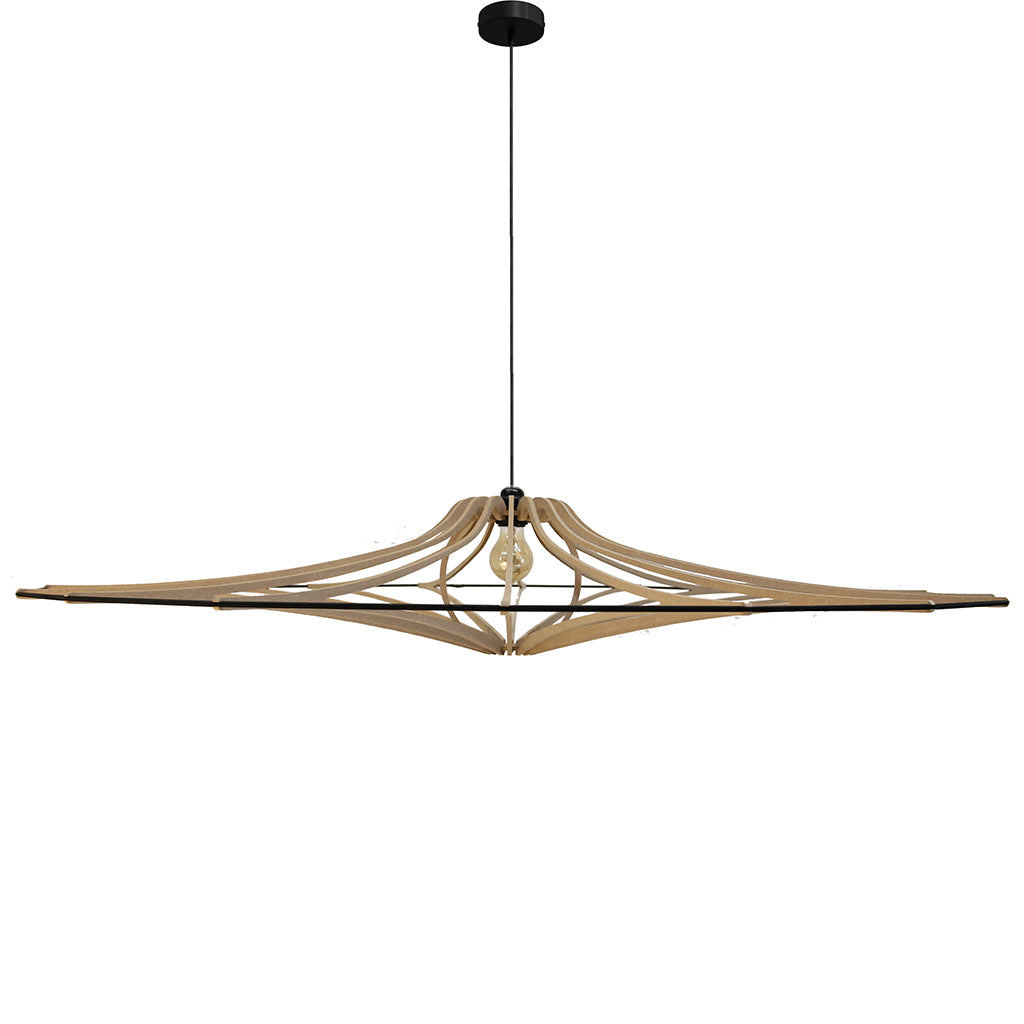 RIF-Hanglamp Singing - D 124 cm-Naturel met zwart elastiek en zwarte ophanging-Hanglamp-Liever Duurzaam