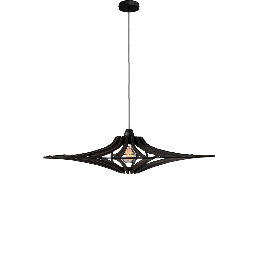 RIF-Hanglamp Singing - D 65 cm-Zwart met zwart elastiek en zwarte ophanging-Hanglamp-Liever Duurzaam
