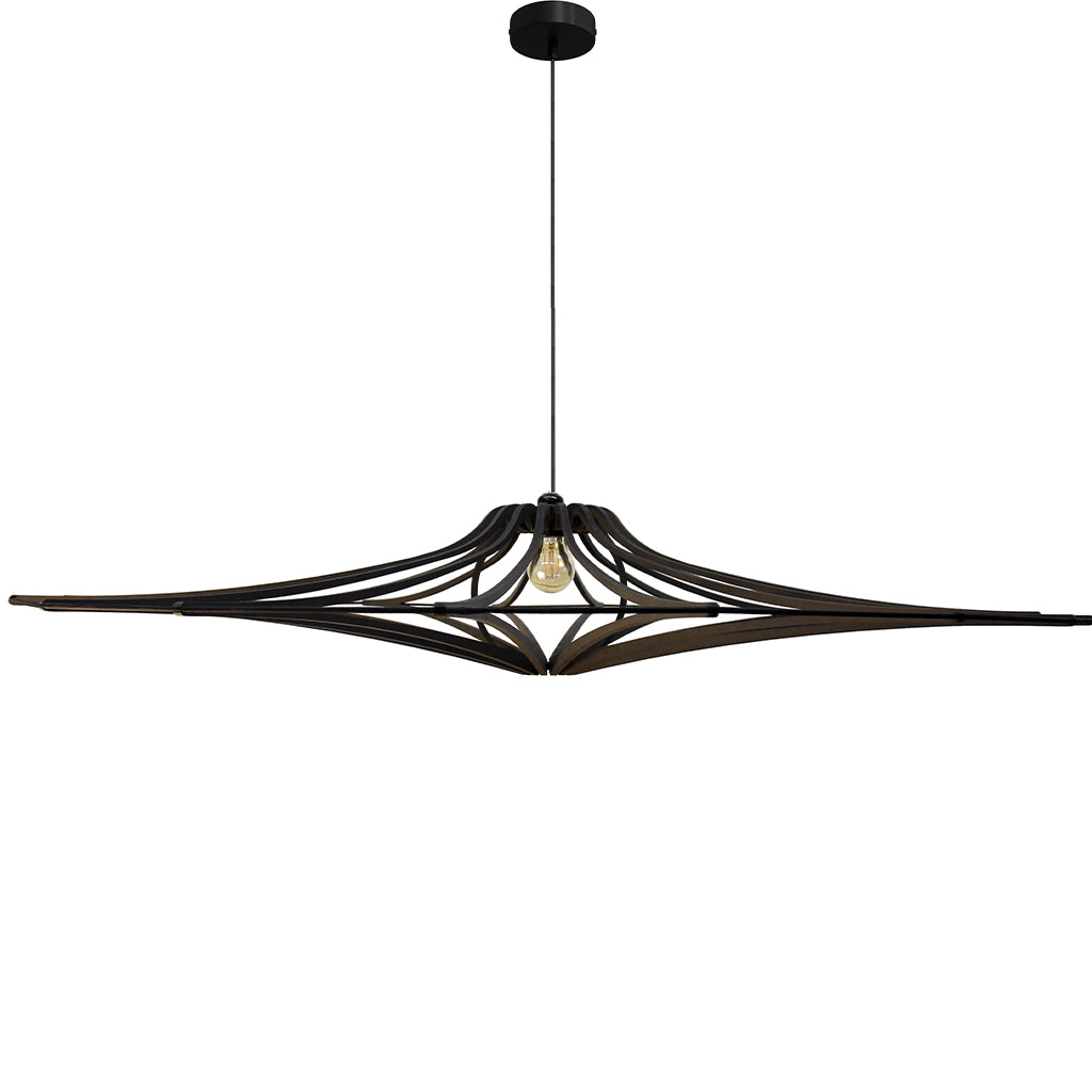 RIF-Hanglamp Singing - D 124 cm-Zwart met zwart elastiek en zwarte ophanging-Hanglamp-Liever Duurzaam