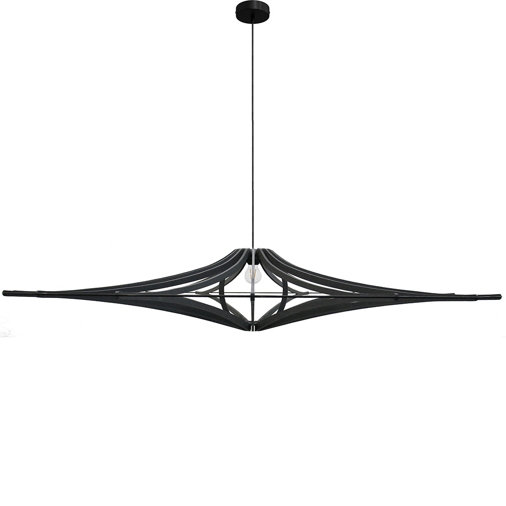 RIF-Hanglamp Singing - D 160 cm-Zwart met zwart elastiek en zwarte ophanging-Hanglamp-Liever Duurzaam