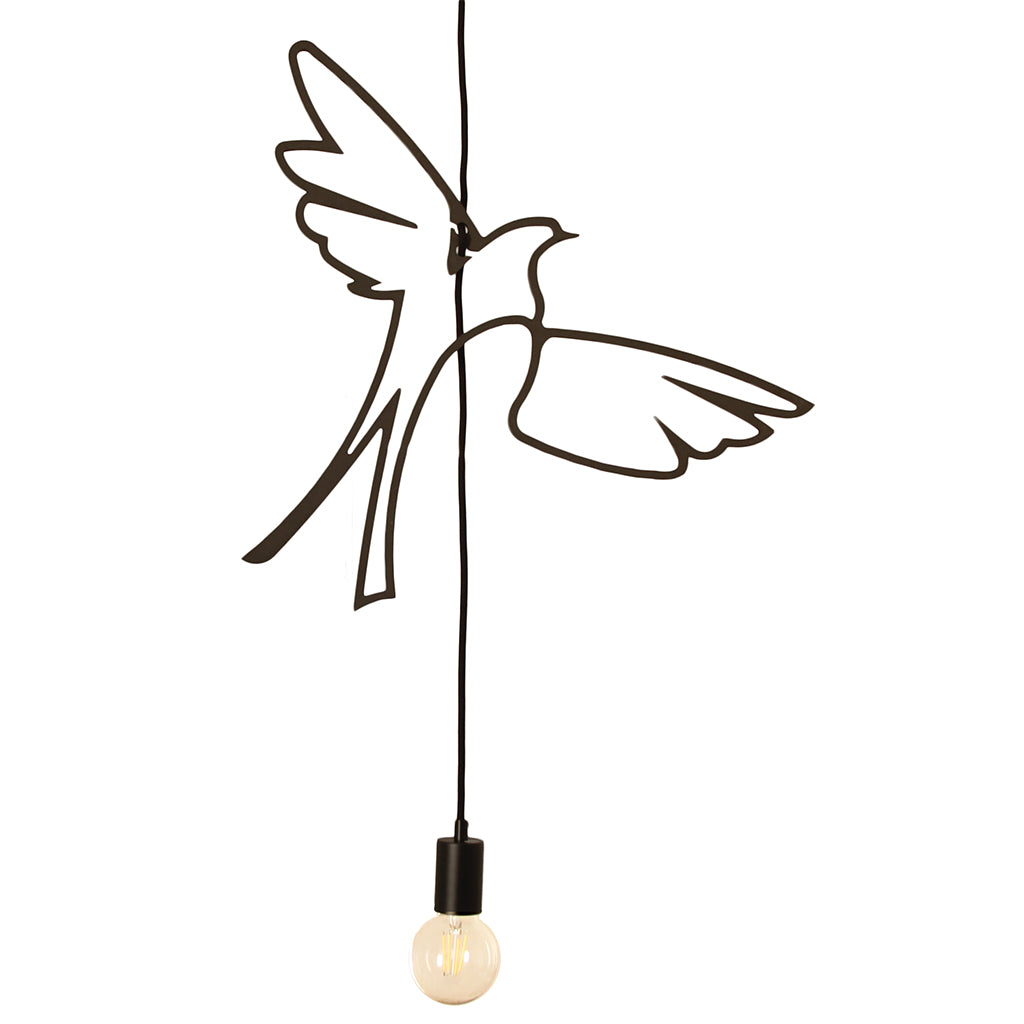RIF-Hanglamp Birds of paradise-Zwart met zwarte ophanging-Hanglamp-Liever Duurzaam