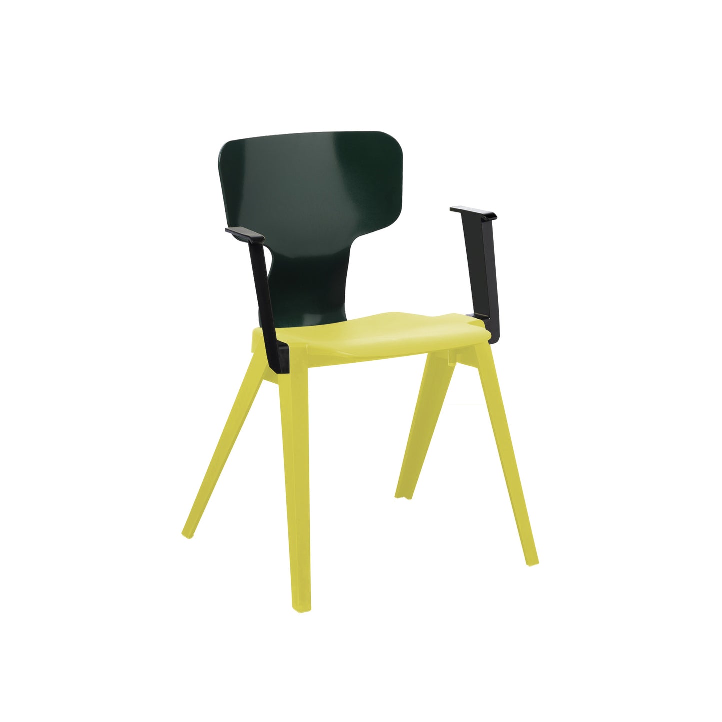 Circuform-REX - duurzame design stoel met armleuningen van Ineke Hans-Zwavelgeel-Dennengroen-Zwart-Stoel-Liever Duurzaam