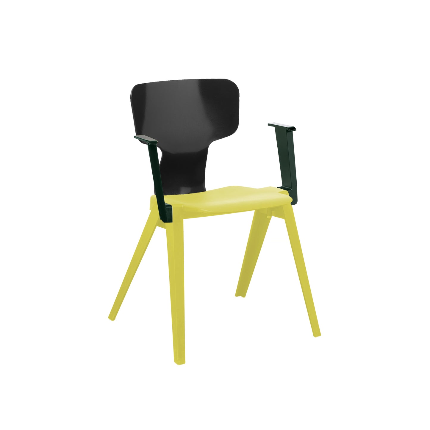 Circuform-REX - duurzame design stoel met armleuningen van Ineke Hans-Zwavelgeel-Zwart-Dennengroen-Stoel-Liever Duurzaam