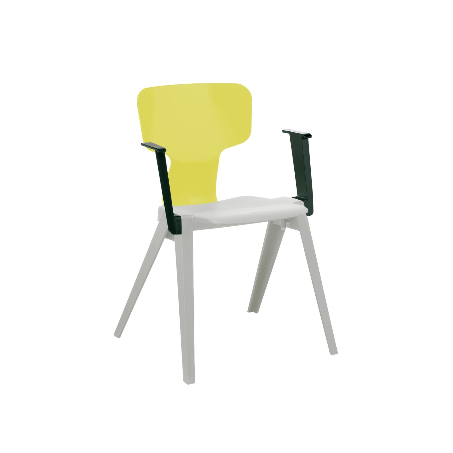 Circuform-REX - duurzame design stoel met armleuningen van Ineke Hans-Lichtgrijs-Zwavelgeel-Dennengroen-Stoel-Liever Duurzaam