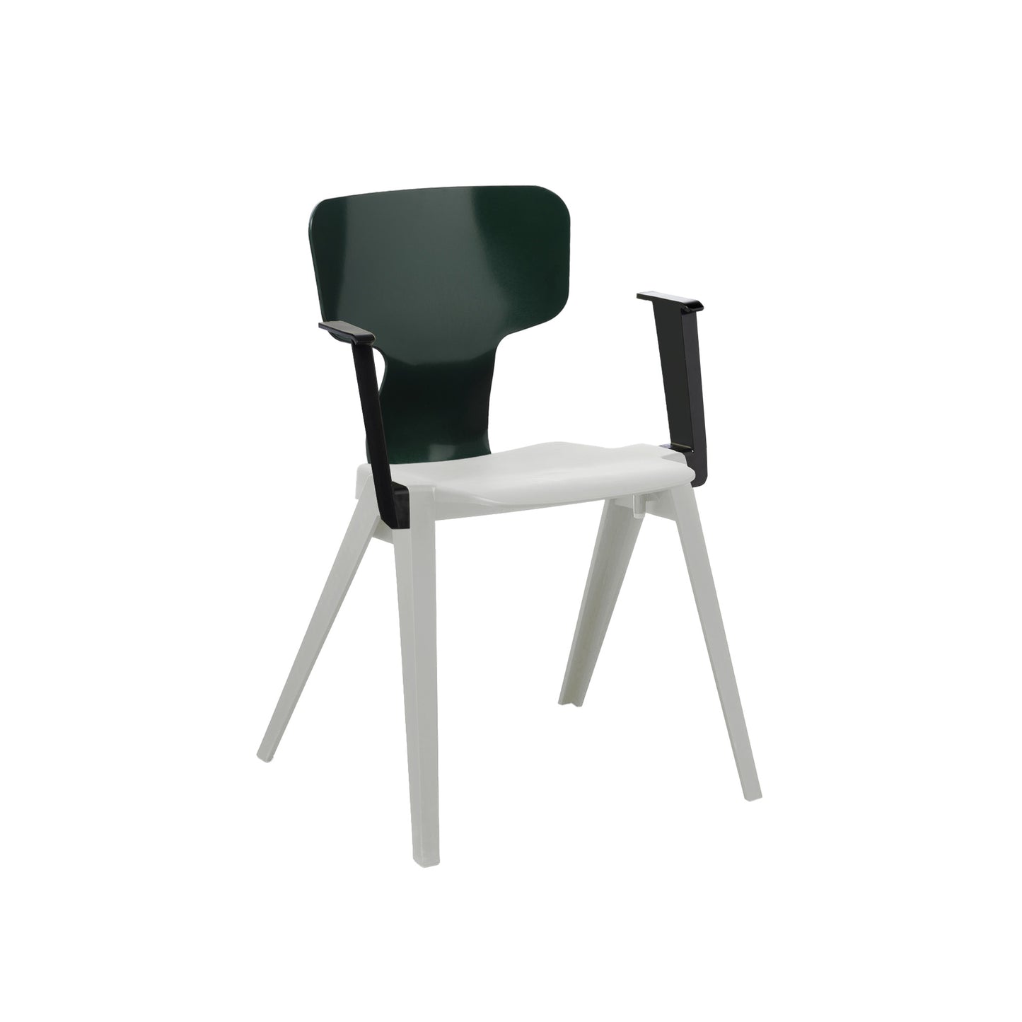 Circuform-REX - duurzame design stoel met armleuningen van Ineke Hans-Lichtgrijs-Dennengroen-Zwart-Stoel-Liever Duurzaam