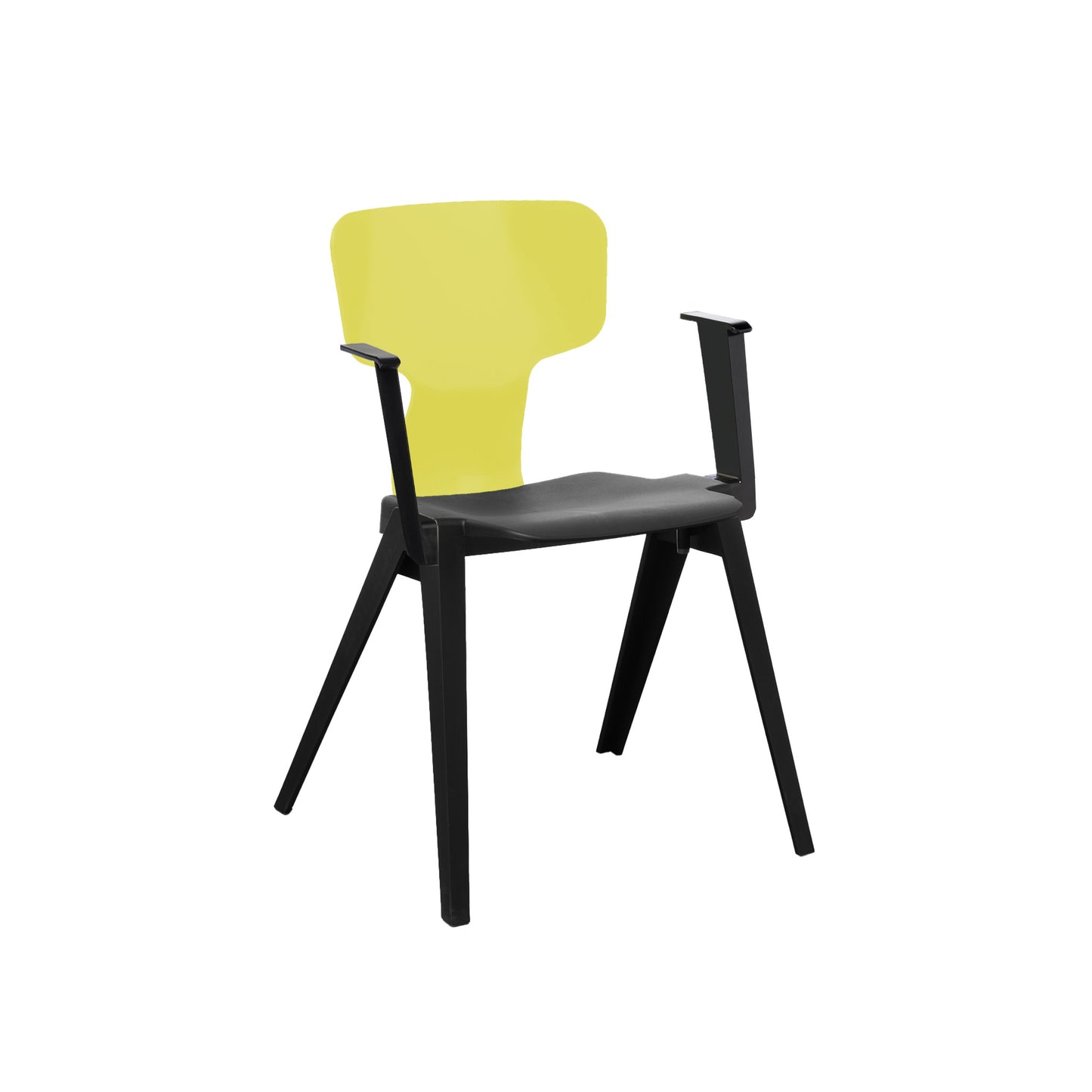 Circuform-REX - duurzame design stoel met armleuningen van Ineke Hans-Zwart-Zwavelgeel-Zwart-Stoel-Liever Duurzaam
