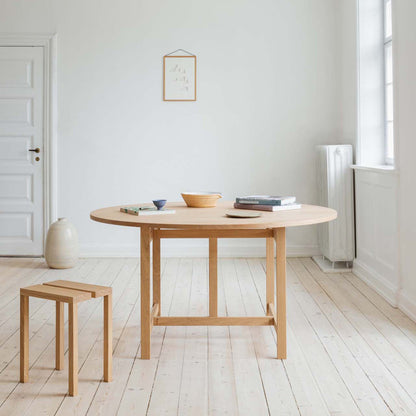 Moebe-Ronde eettafel met H-vormig onderstel - eiken - D 140 cm-Tafel-Liever Duurzaam