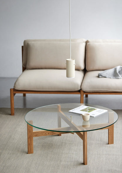 Moebe-Ronde salontafel - Eiken en glas-Tafel-Liever Duurzaam