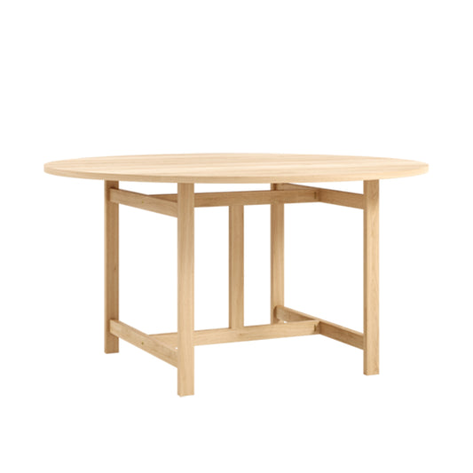 Ronde eettafel met H-vormig onderstel - eiken - D 140 cm