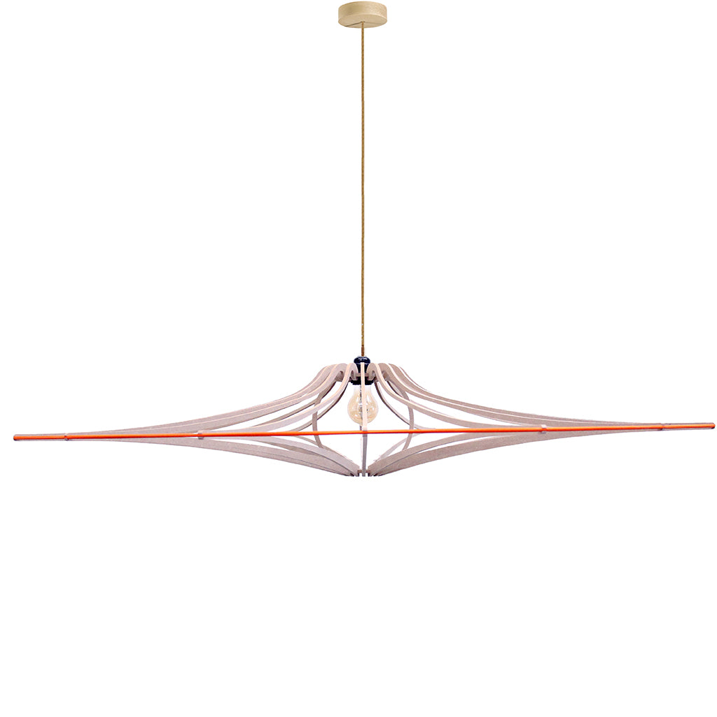 RIF-Hanglamp Singing - D 124 cm-Naturel met oranje elastiek en naturelle ophanging-Hanglamp-Liever Duurzaam