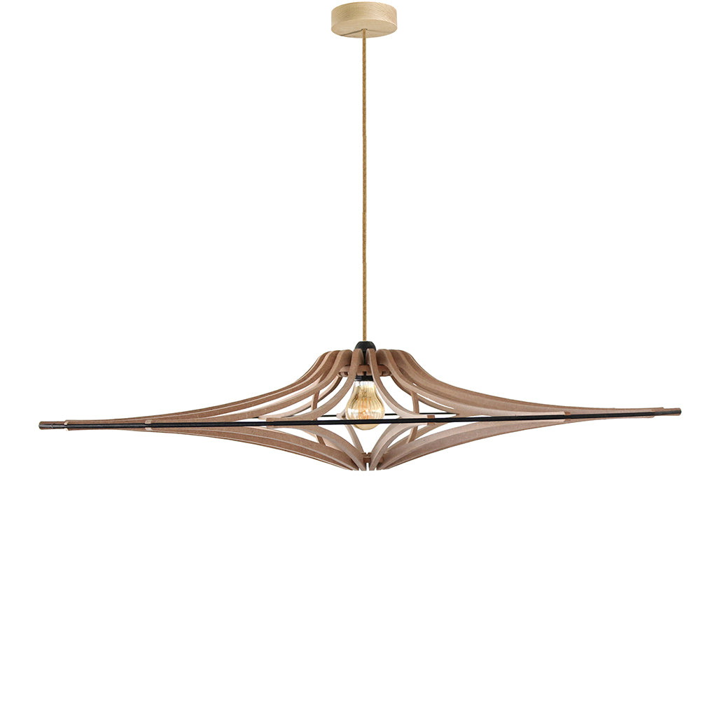 RIF-Hanglamp Singing - D 90 cm-Naturel met zwart elastiek en naturelle ophanging-Hanglamp-Liever Duurzaam