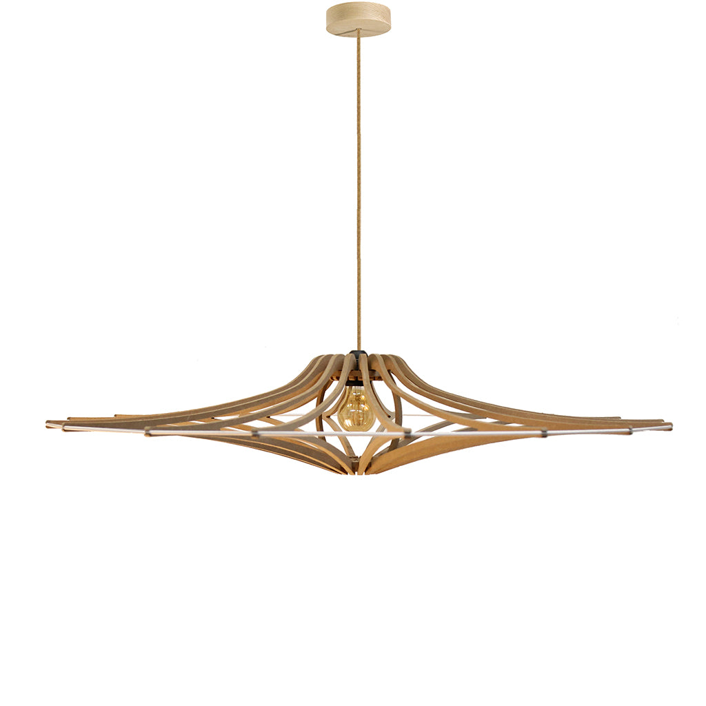 RIF-Hanglamp Singing - D 90 cm-Naturel met wit elastiek en naturelle ophanging-Hanglamp-Liever Duurzaam