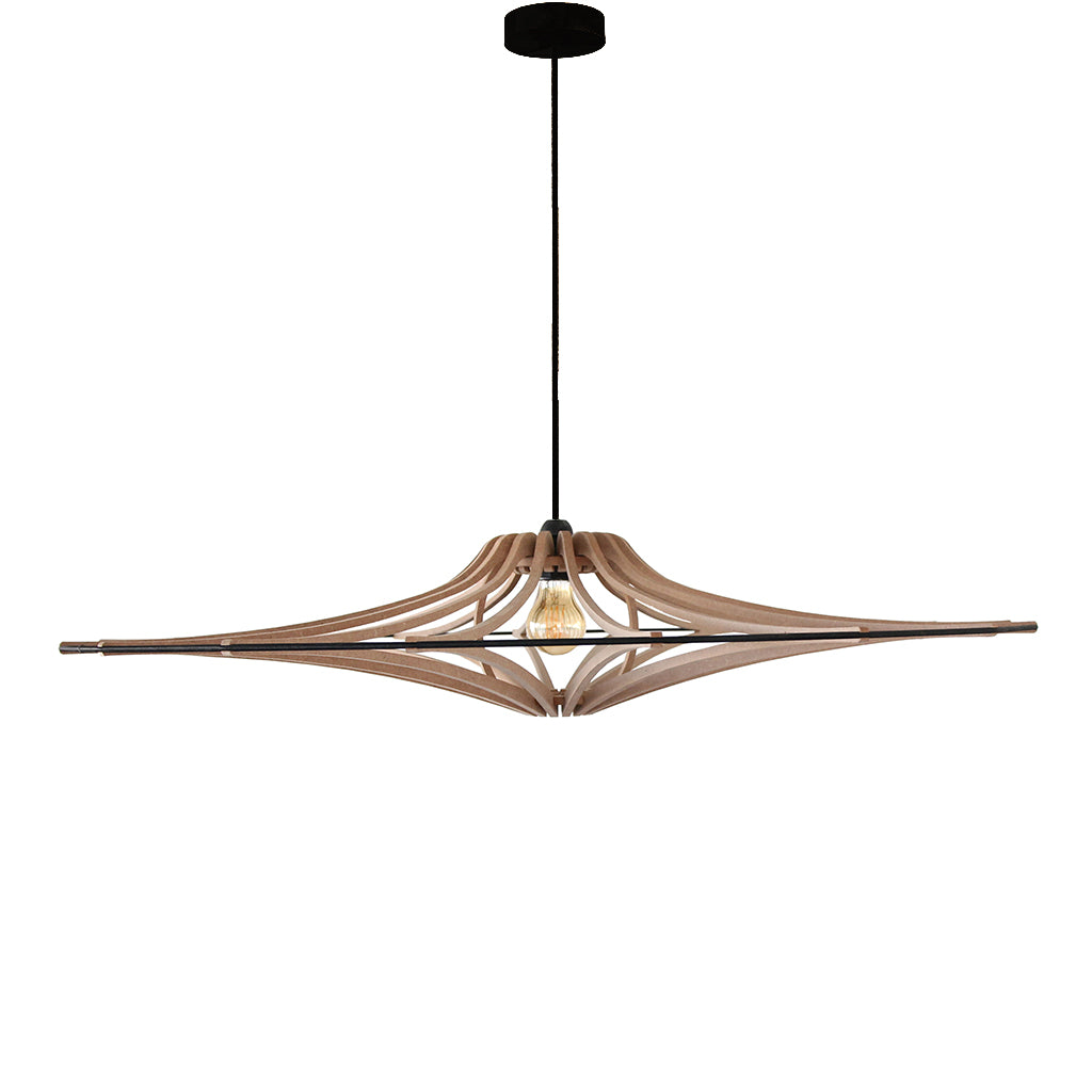 RIF-Hanglamp Singing - D 90 cm-Naturel met zwart elastiek en zwarte ophanging-Hanglamp-Liever Duurzaam