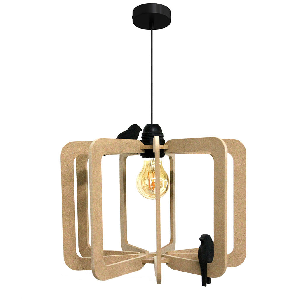 RIF-Hanglamp Bird - D 30 cm-Naturel met zwarte ophanging-Hanglamp-Liever Duurzaam