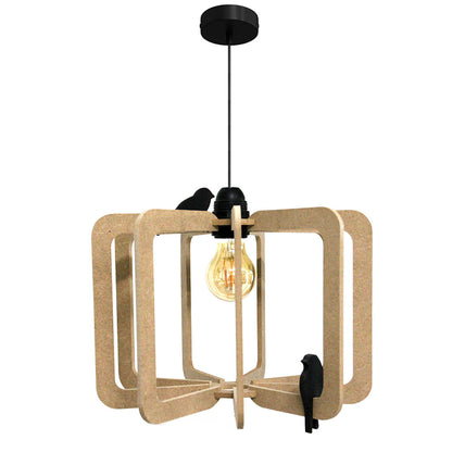 RIF-Hanglamp Bird - D 30 cm-Naturel met zwarte ophanging-Hanglamp-Liever Duurzaam