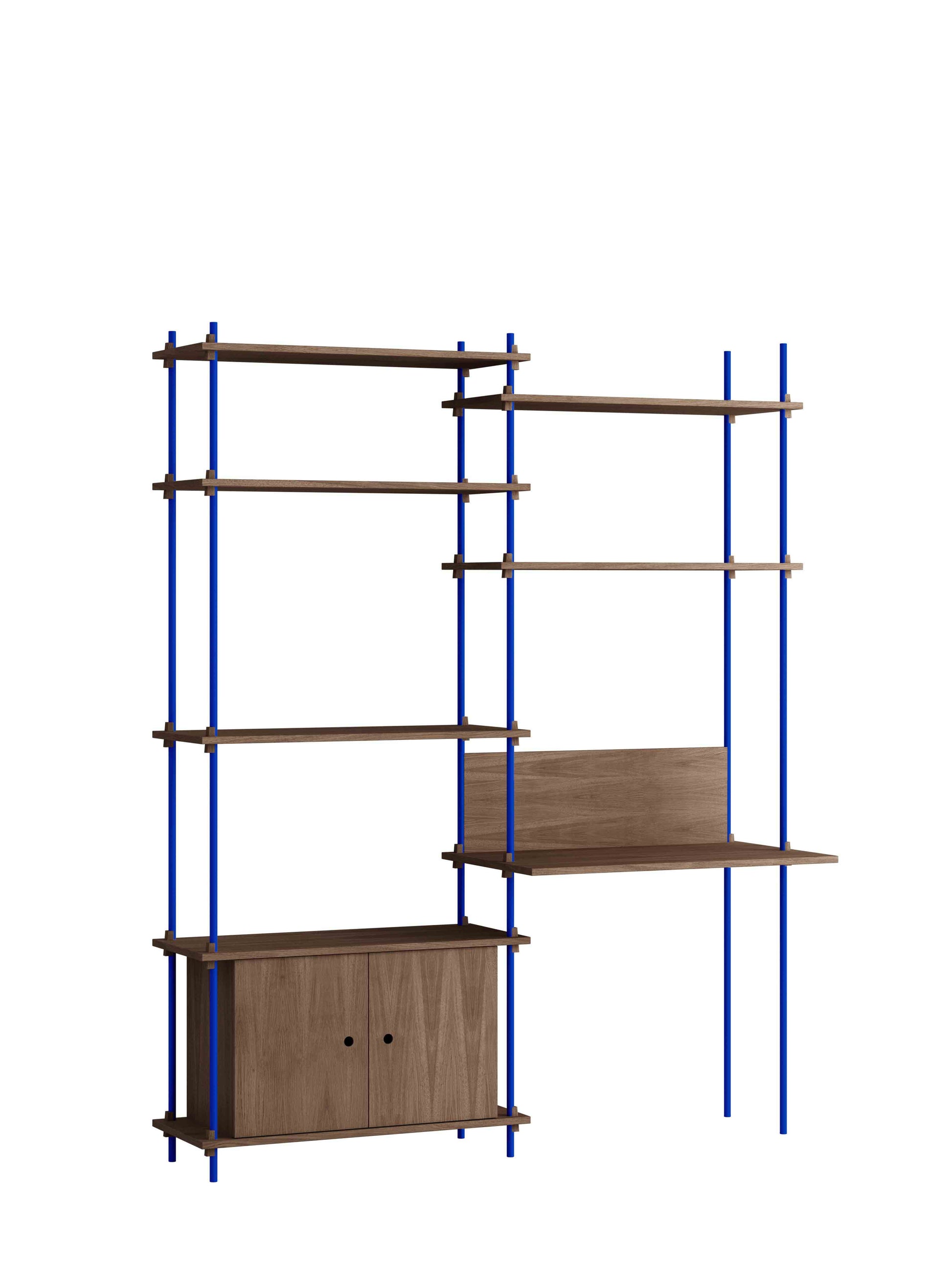 Moebe-Kast systeem - 200 x 163 x 35 cm - S.200.2.E-Diep blauw-Gerookt eiken-Kast-Liever Duurzaam