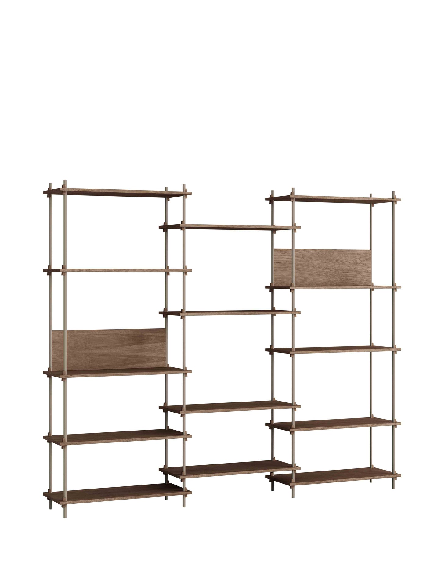 Moebe-Kast systeem - 200 x 240 x 35 cm - S.200.3.A-Warm grijs-Gerookt eiken-Kast-Liever Duurzaam