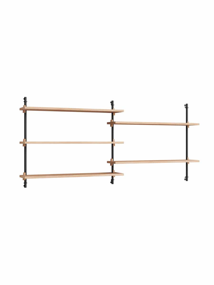Moebe-Wandrek systeem - 65 x 162 x 17,5 cm - WS.65.2-Zwart-Eiken-Wandrek-Liever Duurzaam
