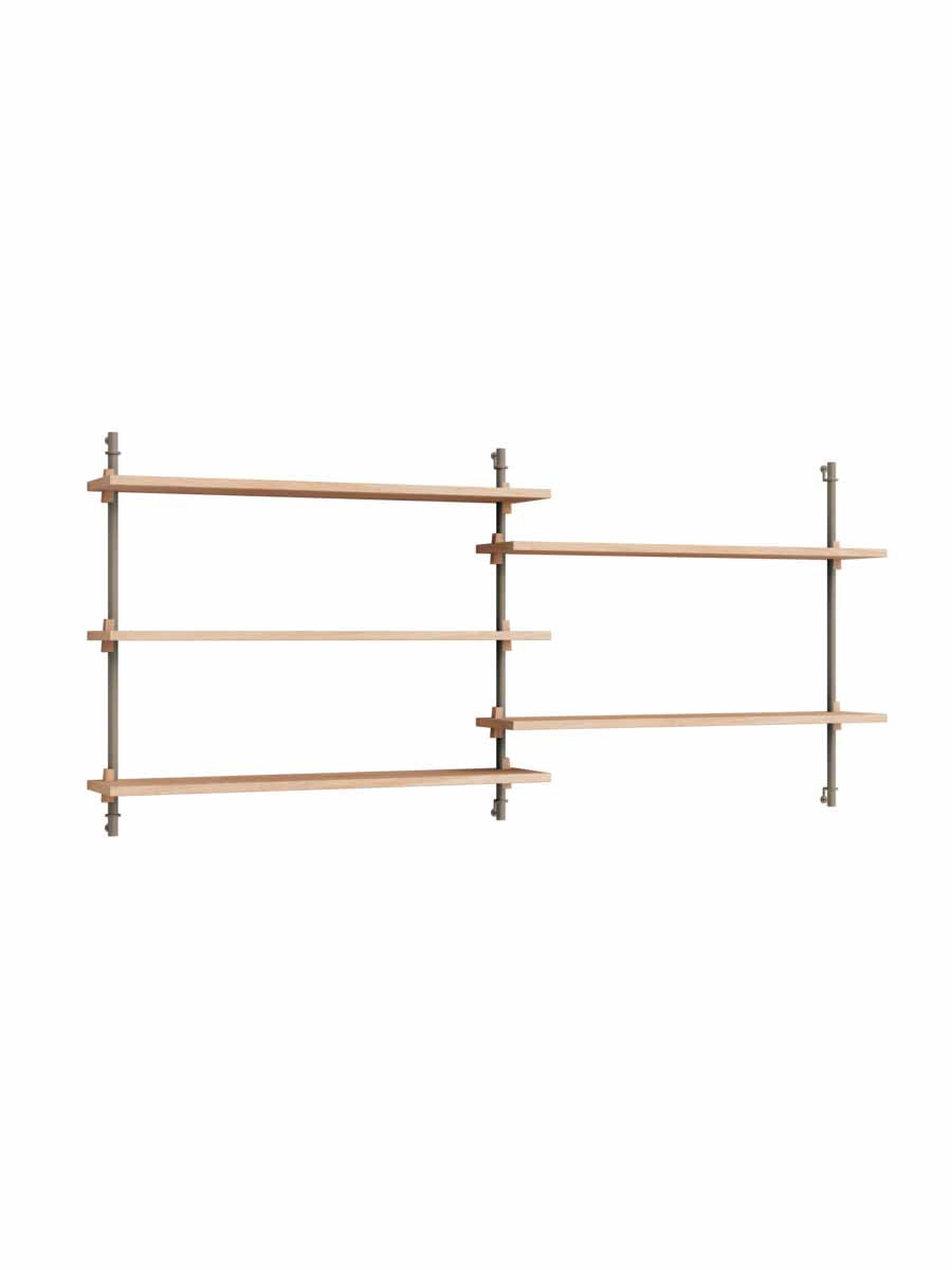 Moebe-Wandrek systeem - 65 x 162 x 17,5 cm - WS.65.2-Warm grijs-Eiken-Wandrek-Liever Duurzaam