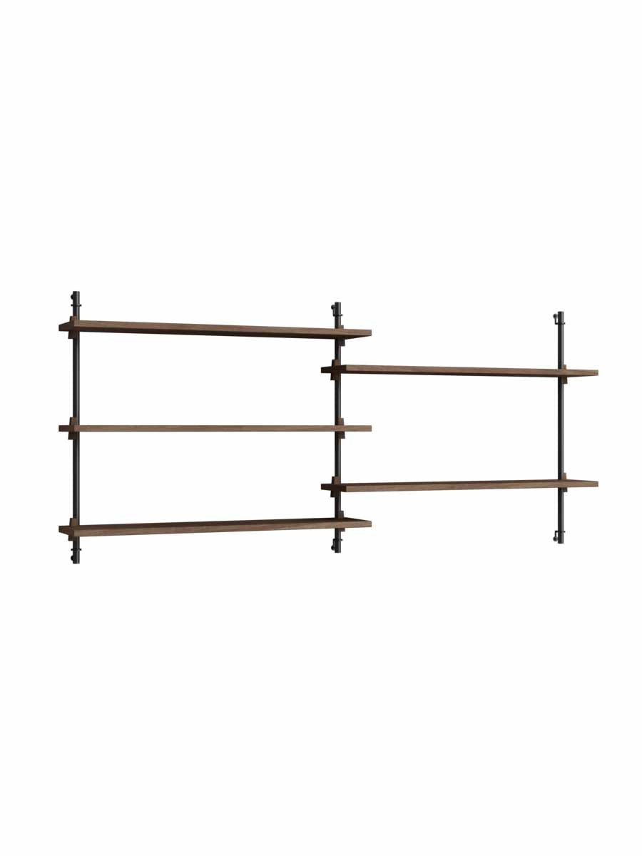 Moebe-Wandrek systeem - 65 x 162 x 17,5 cm - WS.65.2-Zwart-Gerookt eiken-Wandrek-Liever Duurzaam