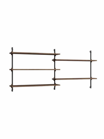 Moebe-Wandrek systeem - 65 x 162 x 17,5 cm - WS.65.2-Zwart-Gerookt eiken-Wandrek-Liever Duurzaam