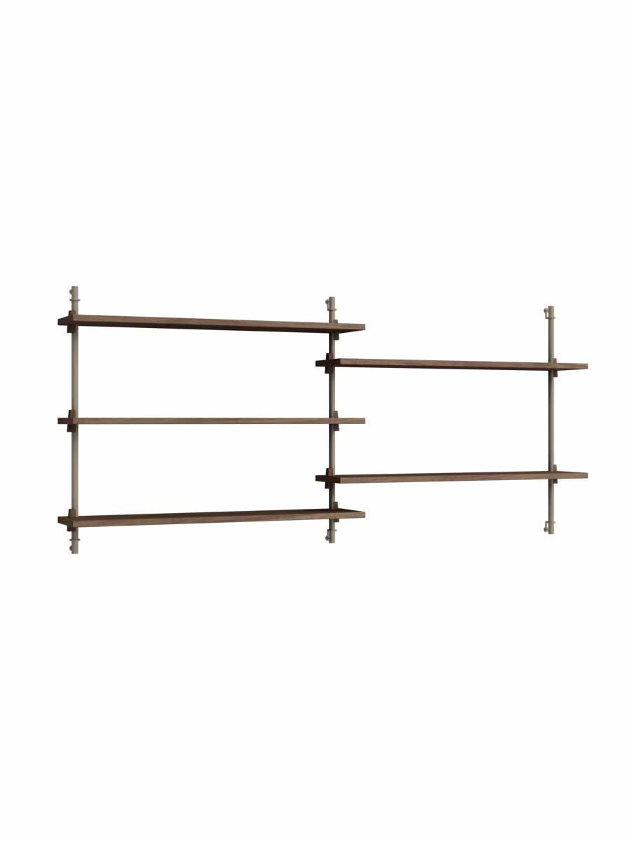 Moebe-Wandrek systeem - 65 x 162 x 17,5 cm - WS.65.2-Warm grijs-Gerookt eiken-Wandrek-Liever Duurzaam