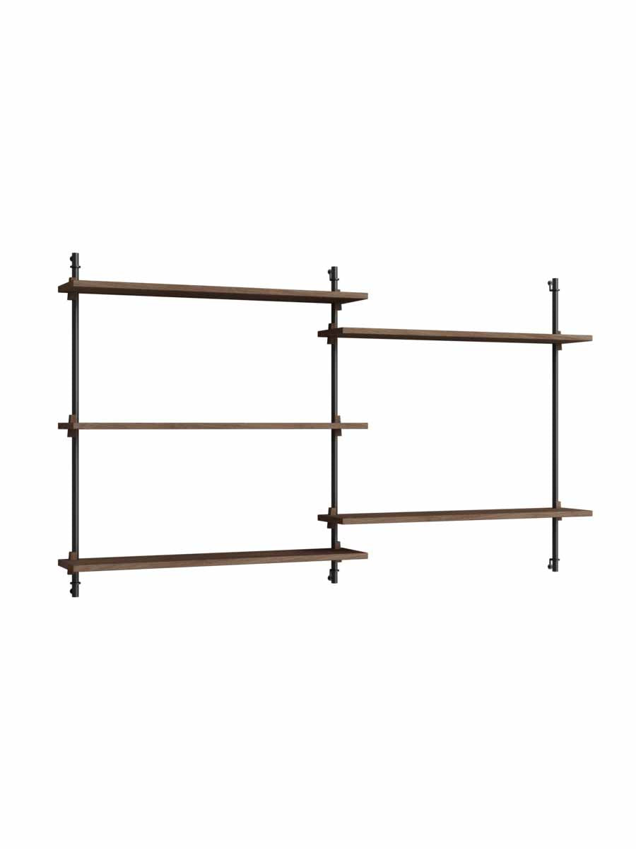 Moebe-Wandrek systeem - 85 x 162 x 17,5 cm - WS.85.2-Zwart-Gerookt eiken-Wandrek-Liever Duurzaam