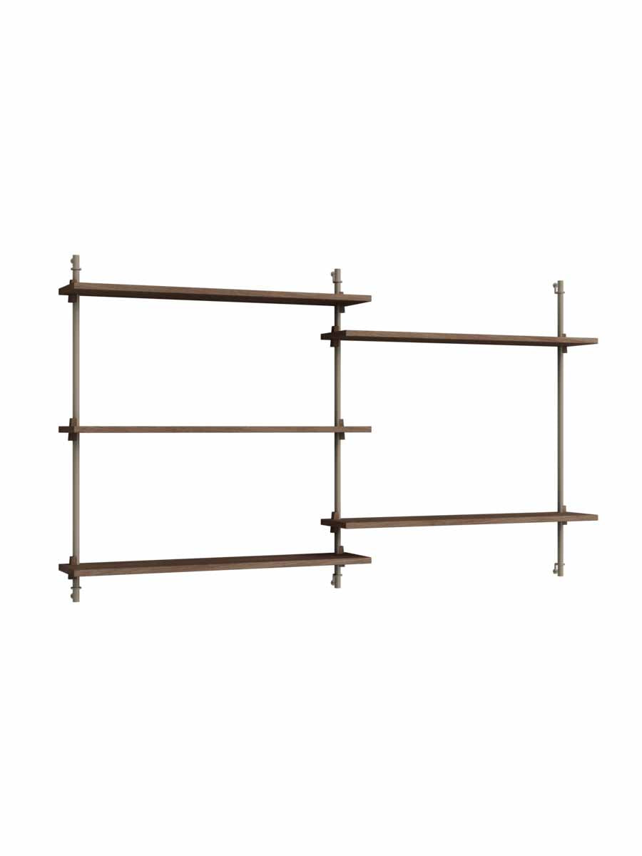 Moebe-Wandrek systeem - 85 x 162 x 17,5 cm - WS.85.2-Warm grijs-Gerookt eiken-Wandrek-Liever Duurzaam